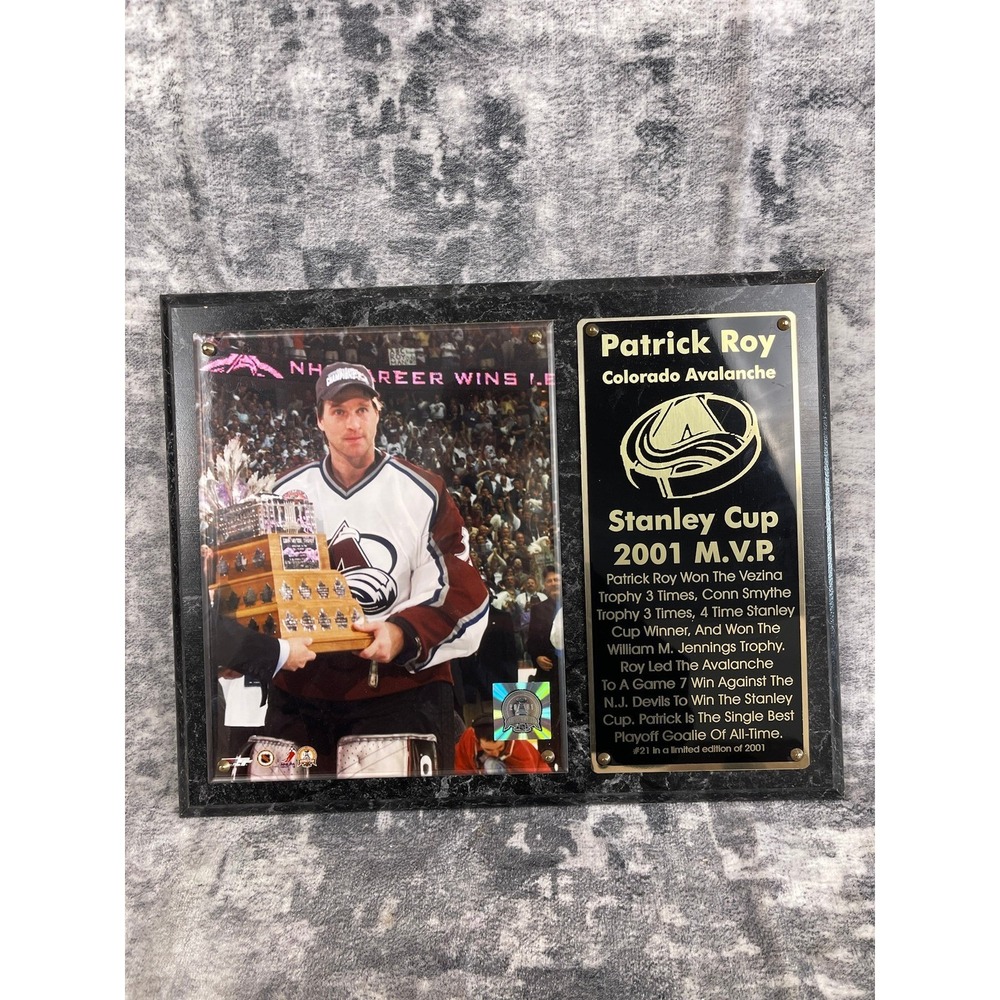 Patrick Roy Colorado Avalanche Stanley Cup 2001 MVP Plaque Ltd. Edition 21 NHL